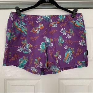 Patagonia barely baggies L, purple with island print